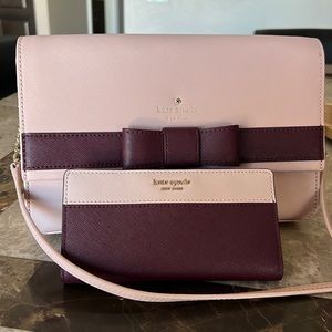 NWOT Kate Spade Rose Colorblock Purse and coordinating NWT wallet.